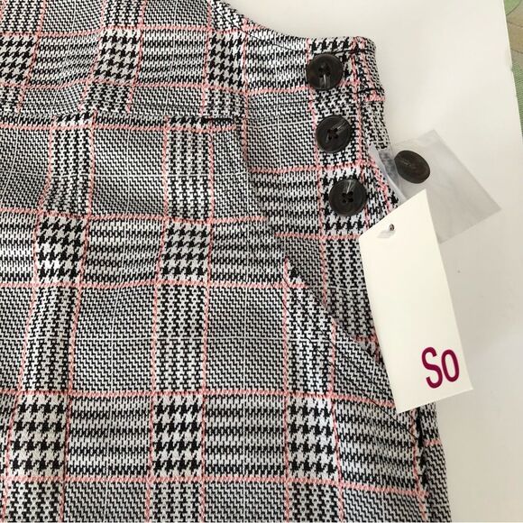 SO JUNIORS  PLAID OVERALL DRESS SIZE XL 4 POCKETS KNIT BUTTON STRAP - Picture 5 of 11